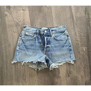 AGOLDE Parker Shorts Cotton Denim Distressed Blue High-Rise Waist Jean Short 24